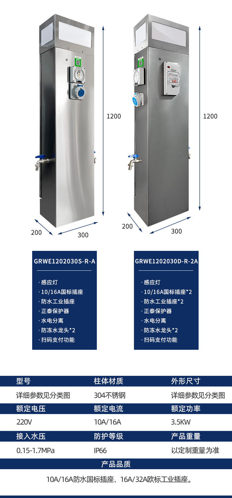 房車營地水電樁產品參數配件