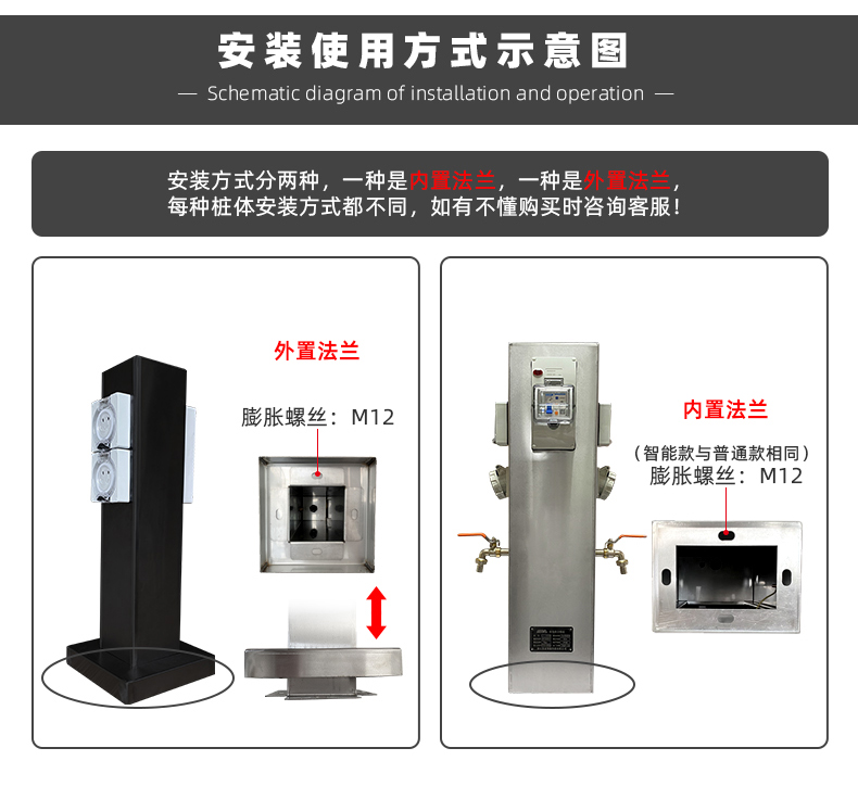 庭院電樁安裝使用示意圖