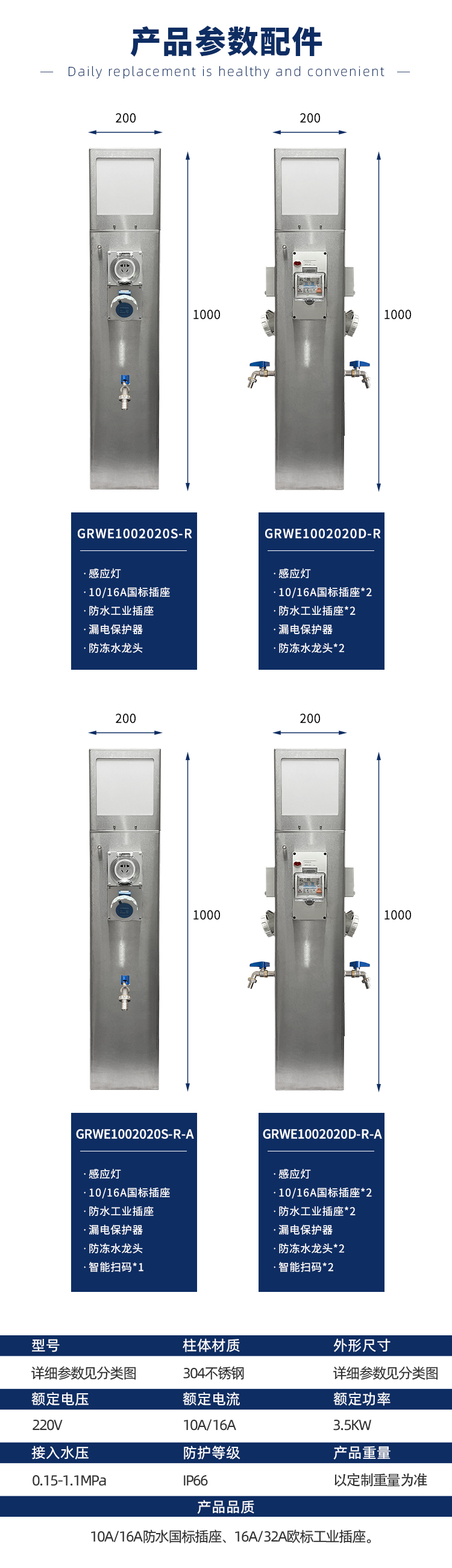 房車營地水電樁產品參數配件